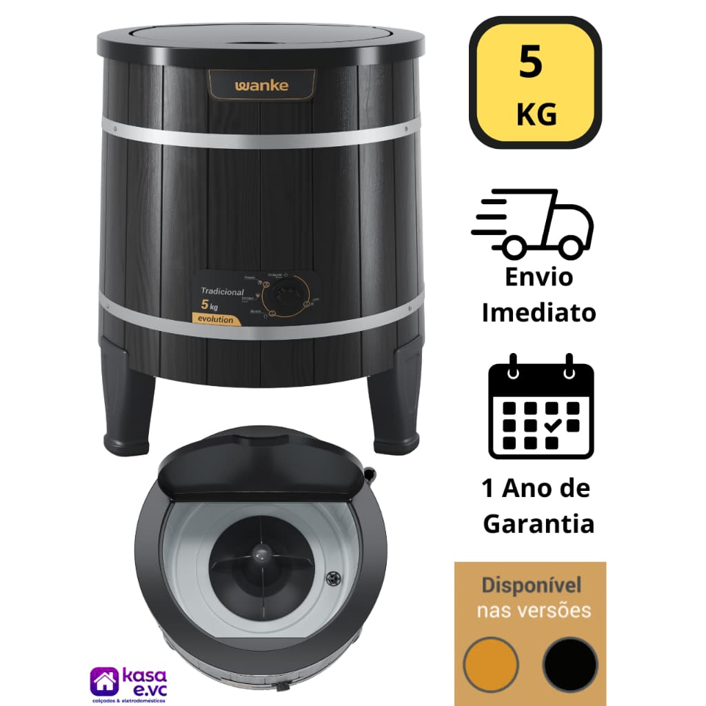 Máquina de Lavar Semiautomática Tradicional 5Kg Wanke Marrom Escuro