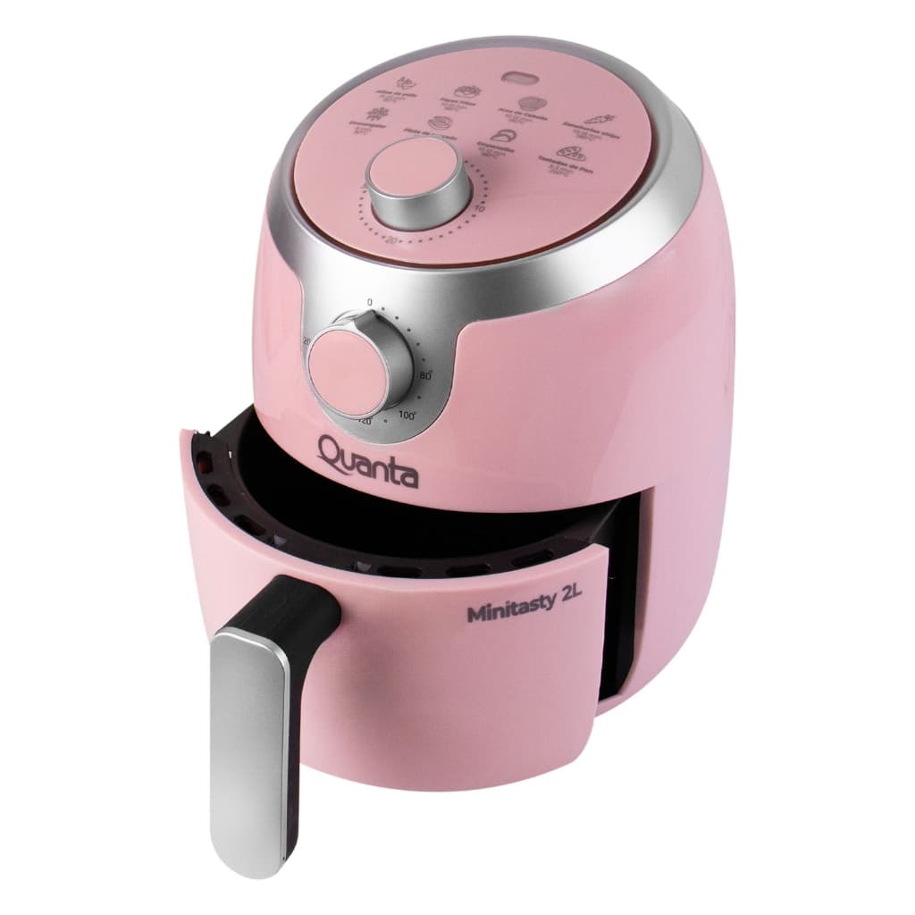 Fritadeira Elétrica Quanta Minitast 2L Rosa, 1000W, 220V, Air Fryer