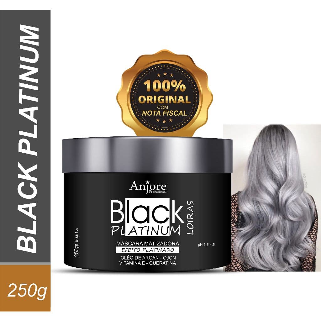 Máscara Black Platinum Matizador Platinador Loiros e Grisalhos com Vitamina E 250ml Anjore