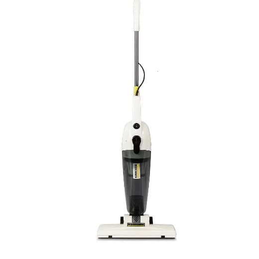 Aspirador de pó vertical Karcher branco e preto com filtro HEPA