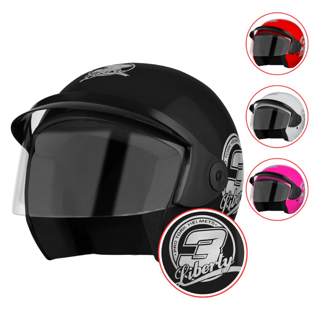 Capacete Aberto Pro Tork Original Liberty 3 Masculino e Feminino Preto Vermelho  Rosa
