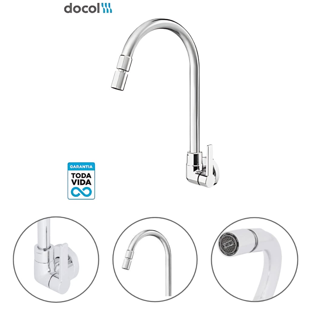 Torneira De Parede Gourmet Para Pia Docol Gali Metalizada Original