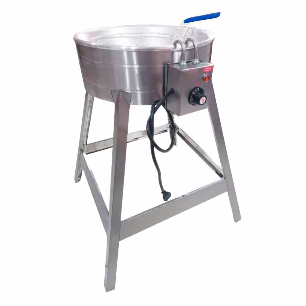 Fritador Tacho Elétrico Industrial Grande Pasteleiro Pastel com Pé/Pedestal 7 Litros Inox Sebem