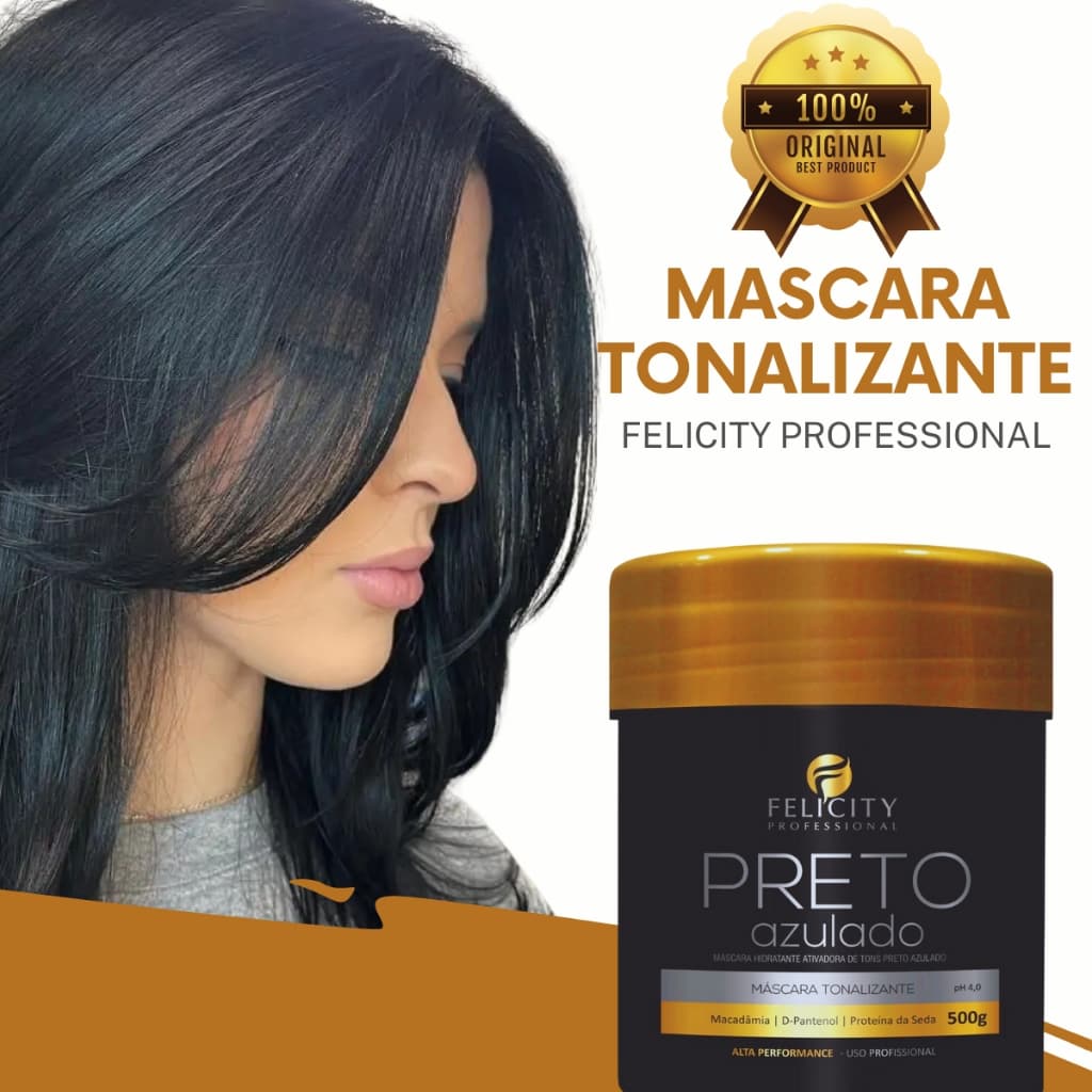 Mascara Tonalizante Preto Azulado Felicity Professional 500Gr