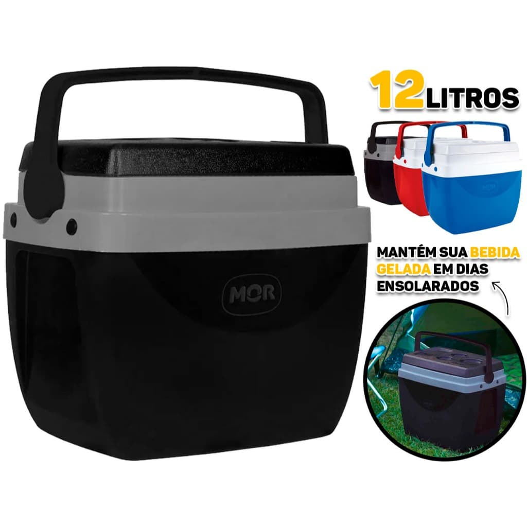 Caixa Térmica Plástica Para Praia Camping Viagem Com Alça 12 Litros Capacidade 13 Latinhas