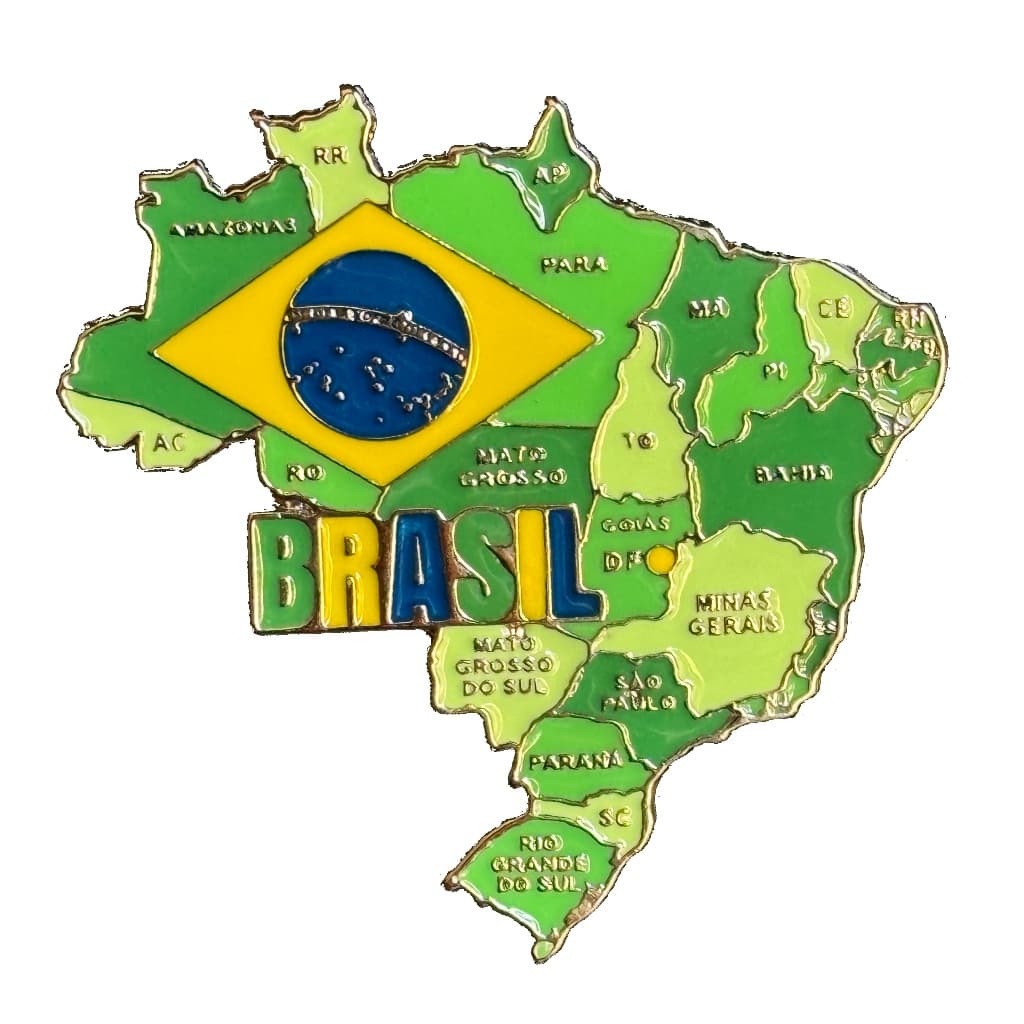 Ímã de geladeira mapa do Brasil com bandeira e estados