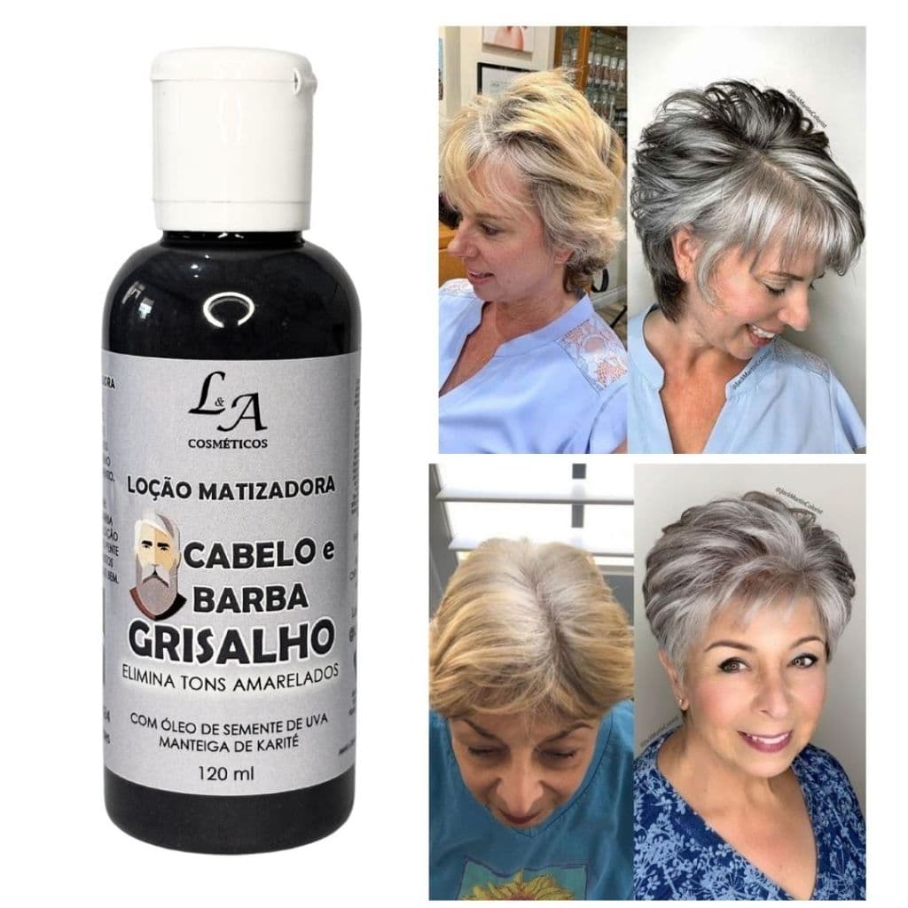 Máscara Matizadora Desamareladora Cabelo/Barba Grisalho Lindo Unissex Matiza Efeito Platinado