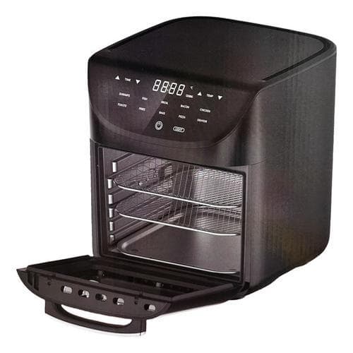 Fritadeira multifunção Airfryer digital gigante 12l 1700w, preta, compartimento aberto, display digital