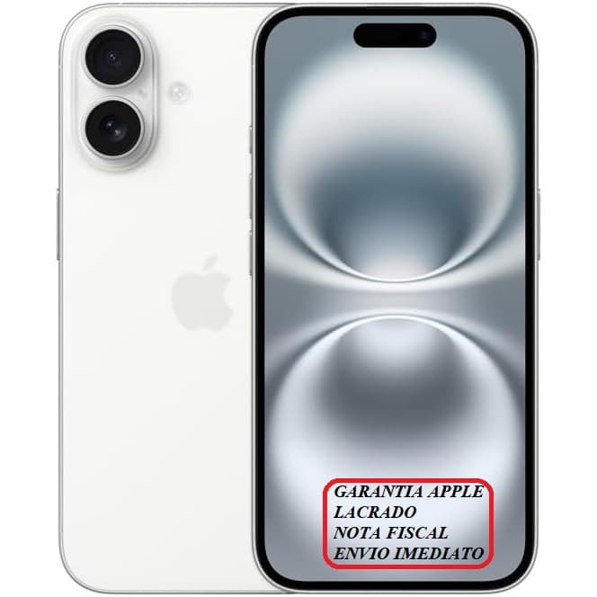 iPhone 16 128GB branco, novo, lacrado, garantia Apple, nota fiscal, envio imediato