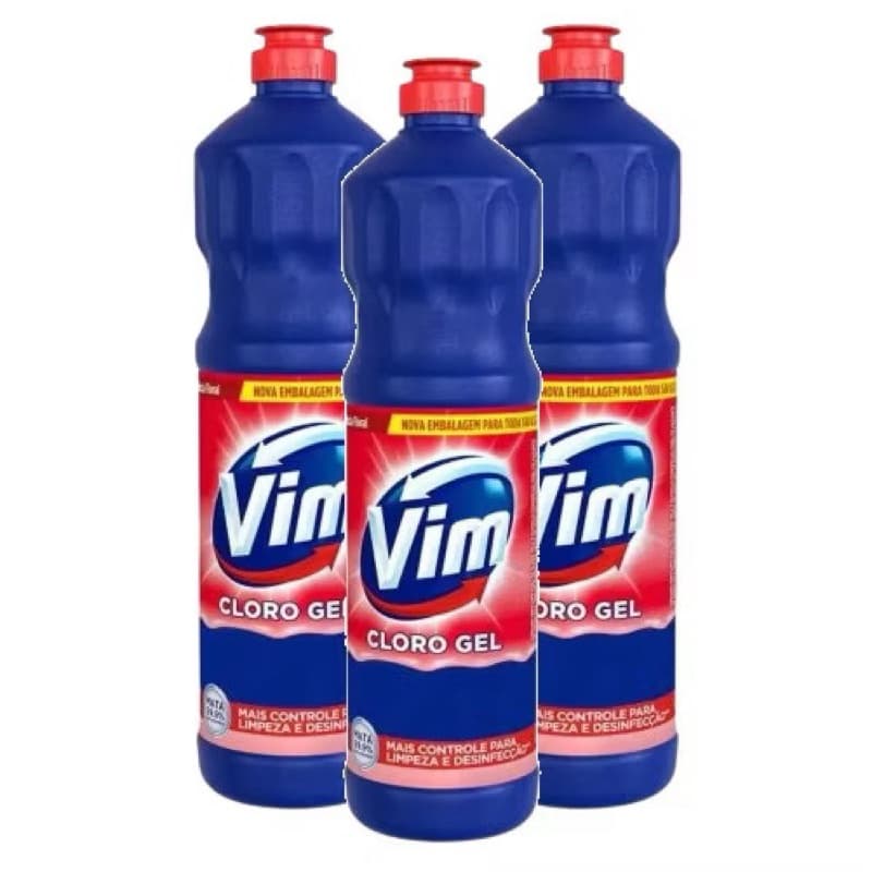 kit 3  Limpador Vim Cloro Gel Banheiro  700ml limpeza