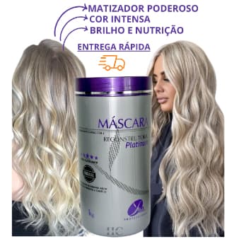Máscara Matizadora para cabelos Loiros Platinado Brancos Tonalizante matizador Loiro Dourado 1kg