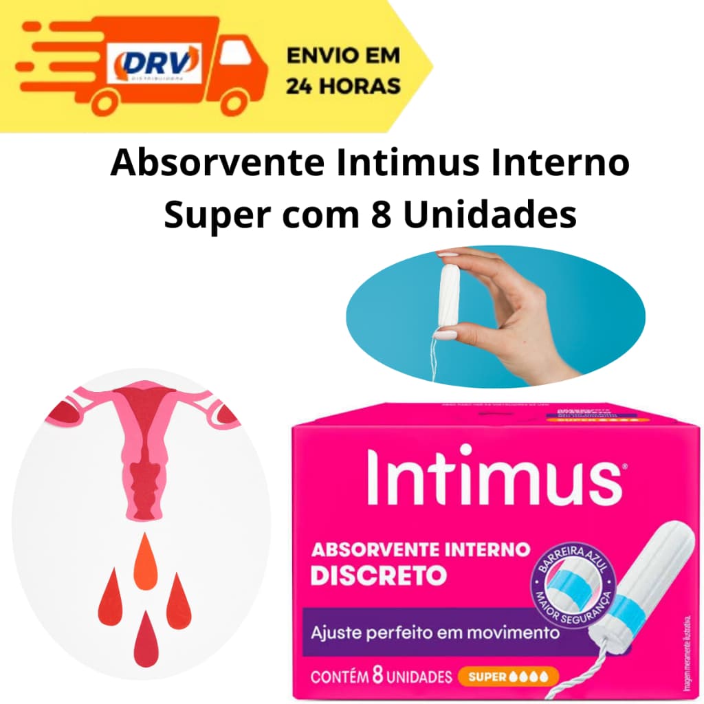 Absorvente Intimus Interno Super com 8 Unidades - Absorvente Interno Super - Absorvente Interno - OB