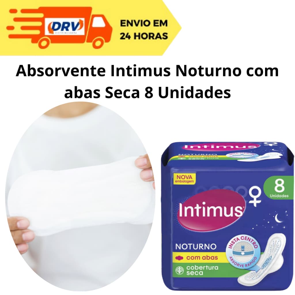 Absorvente Intimus Gel Noturno Seca Com 8 Unidades - Absorvente Intimus Gel Noturno - Modes