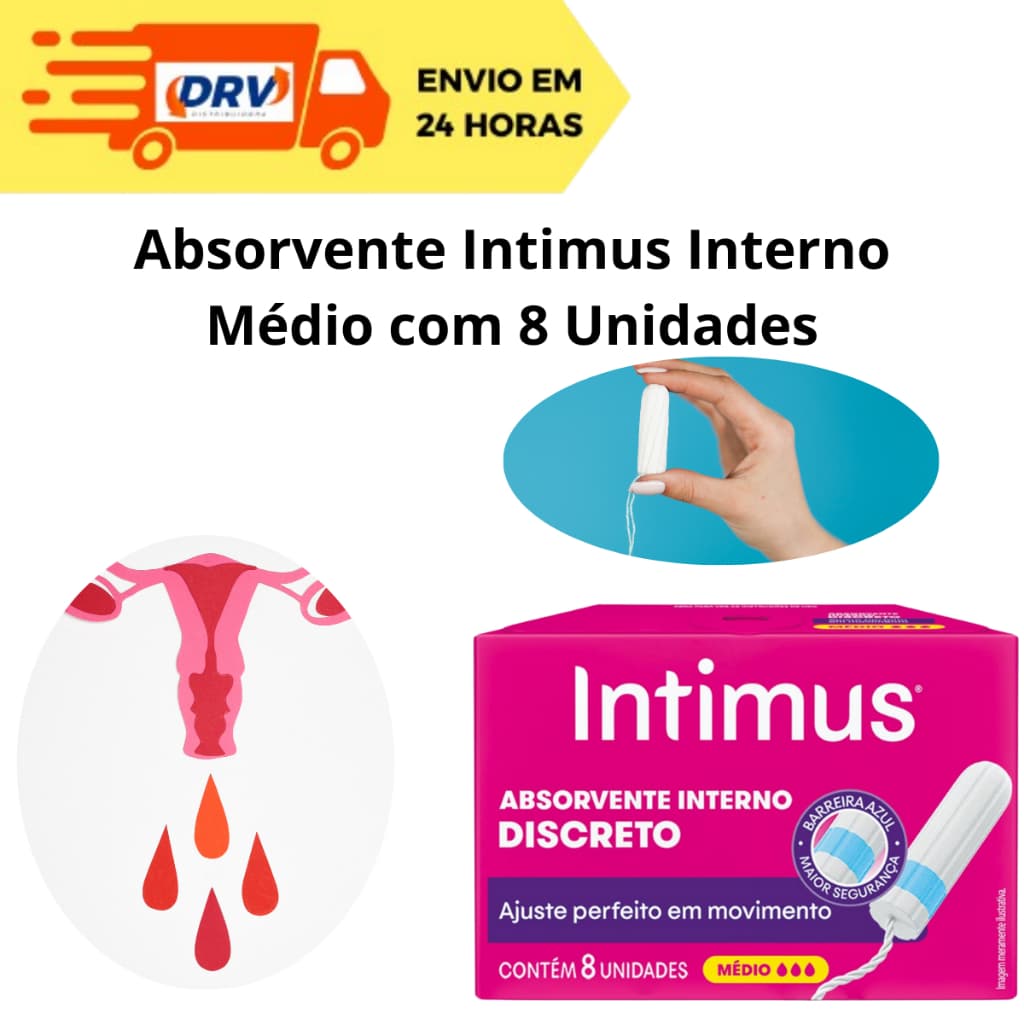 Absorvente Intimus Interno Médio com 8 Unidades - Absorvente - Absorventes Internos - Médio