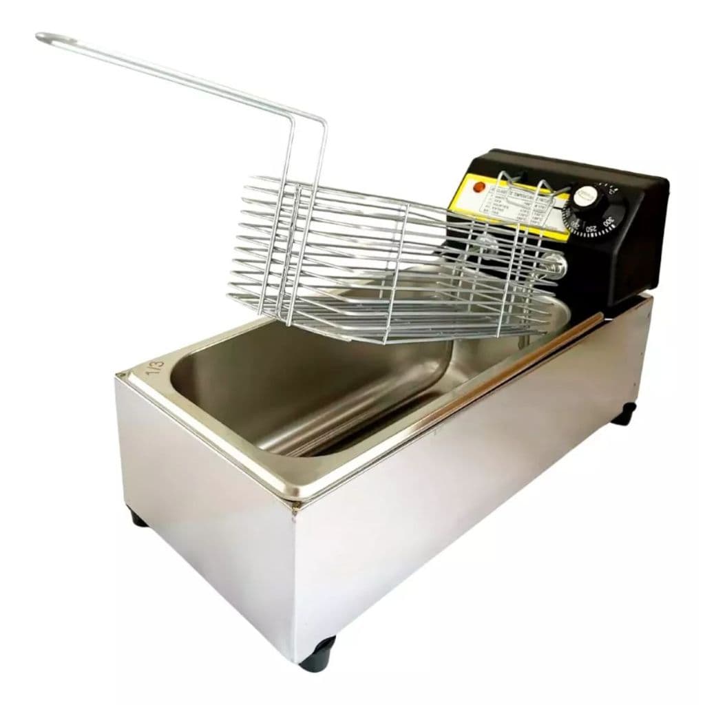 Fritadeira Elétrica Industrial 3 Litros Profissional Inox com Termostato Ideal para Batata e Pastel