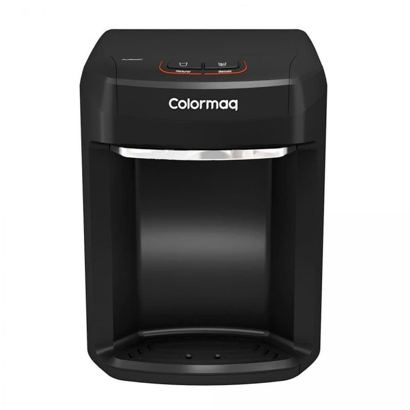 Purificador de água Colormaq eletrônico Grafito, frontal, preto com detalhes em aço inoxidável