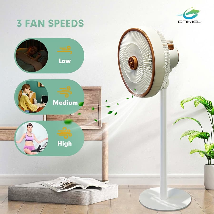 ventilador elétrico vertical é silencioso e pode balançar a cabeça velocidade do vento é de até três níveis