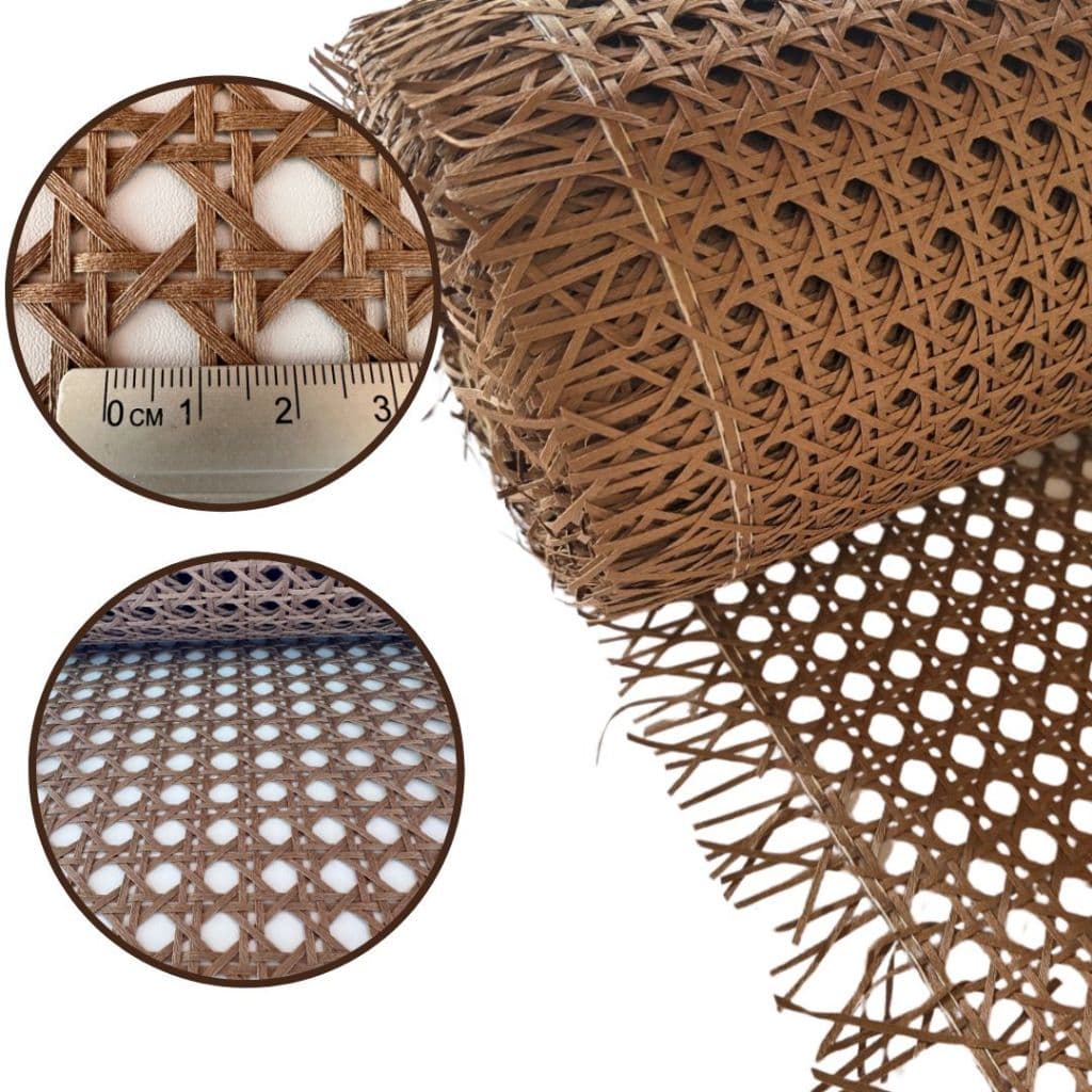 Palhinha Indiana Sextavada Fibra Natural Algodão Tela Rattan Nogueira 1,00x80cm