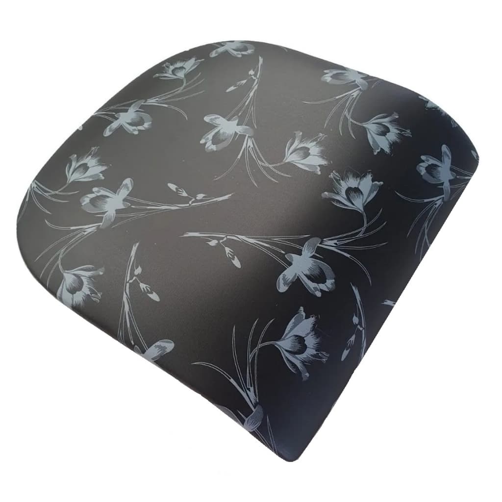 Assento acolchoado cinza com estampa floral para cadeira de jantar
