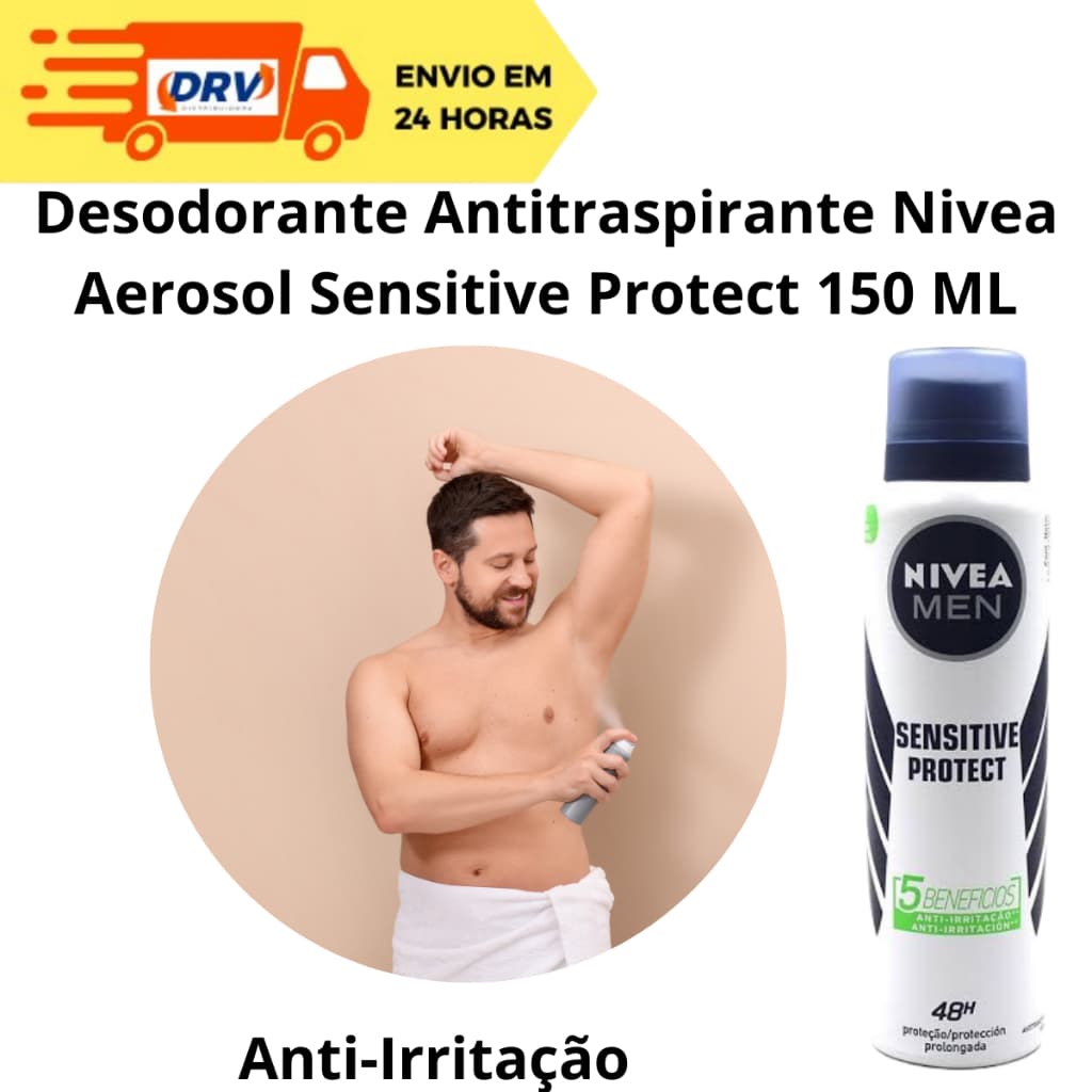 Desodorante Antitraspirante Nivea Aerosol Sensitive Protect Men 150 ML - Desodorante Nivea Sensitive