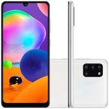 Smartphone Samsung Galaxy A31 com tela de 6,4 polegadas e quatro câmeras na parte traseira