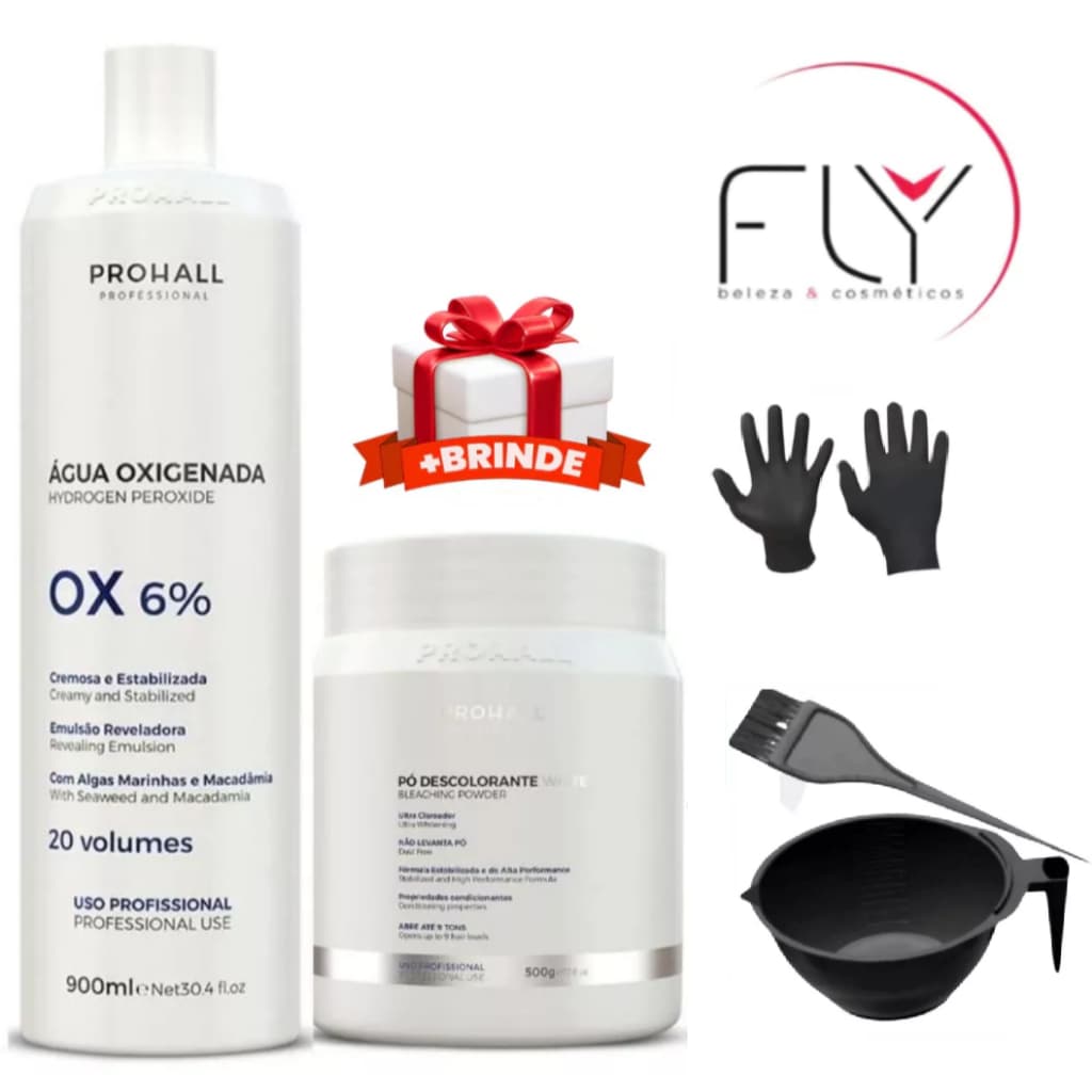 Pó Descolorante Branco e Água Oxigenada 20 Volumes Prohall