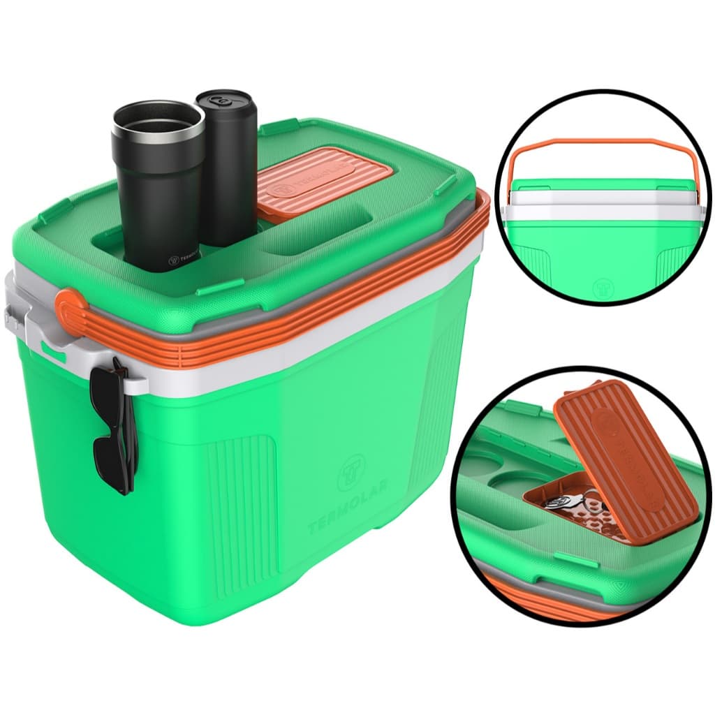 Caixa Térmica Suv 32 Litros Termolar Cooler Alça Trava Para Pesca Camping Praia Lazer Verde Agrantt