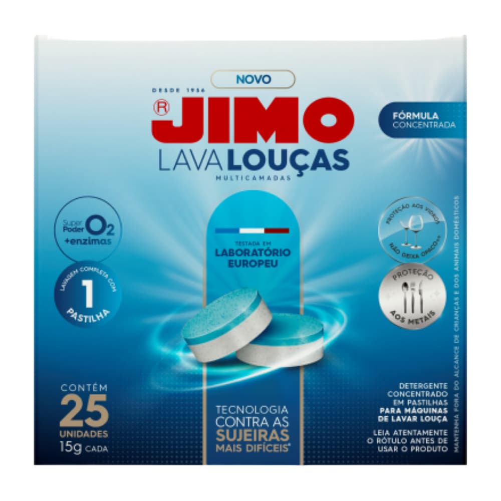 Lava Louça Pastilha Jimo 25x15g Detergente Para Máquina de Lavar Louças