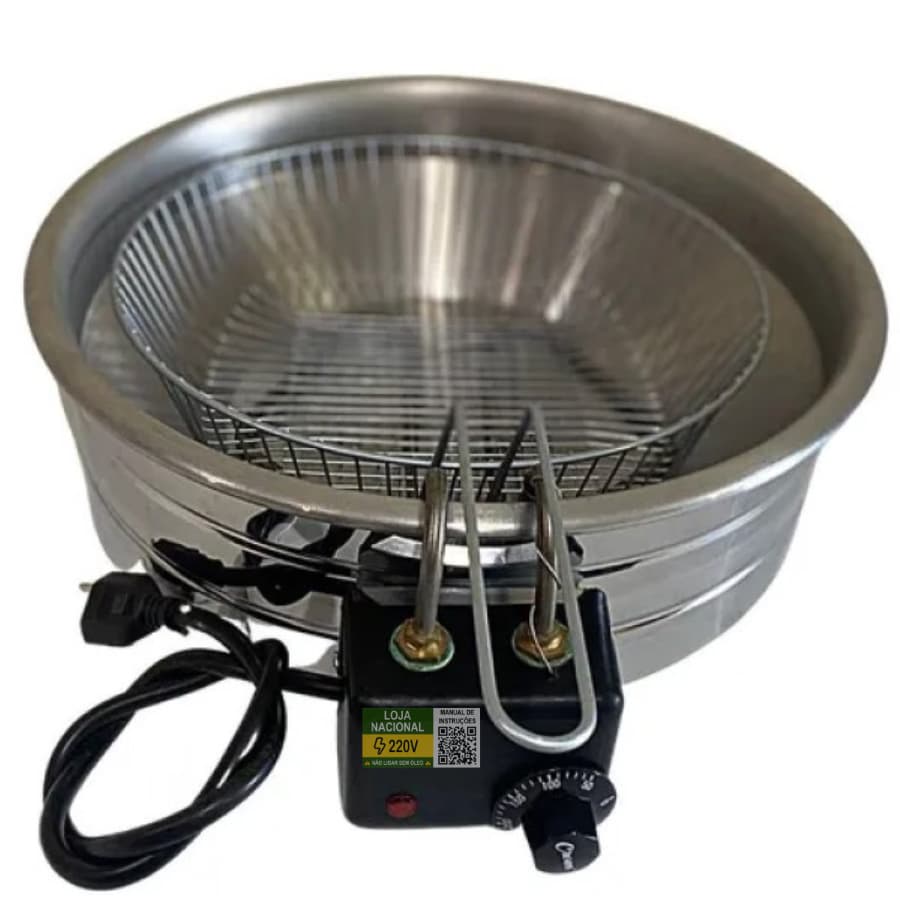 Fritadeira Elétrica Industrial Residencial 10L Tacho Redondo Óleo Batata Coxinha Frango Pastel Loja Nacional
