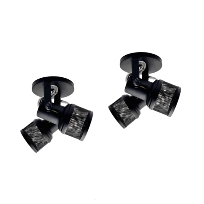 Kit de luminárias de teto com dois spots direcionáveis em preto