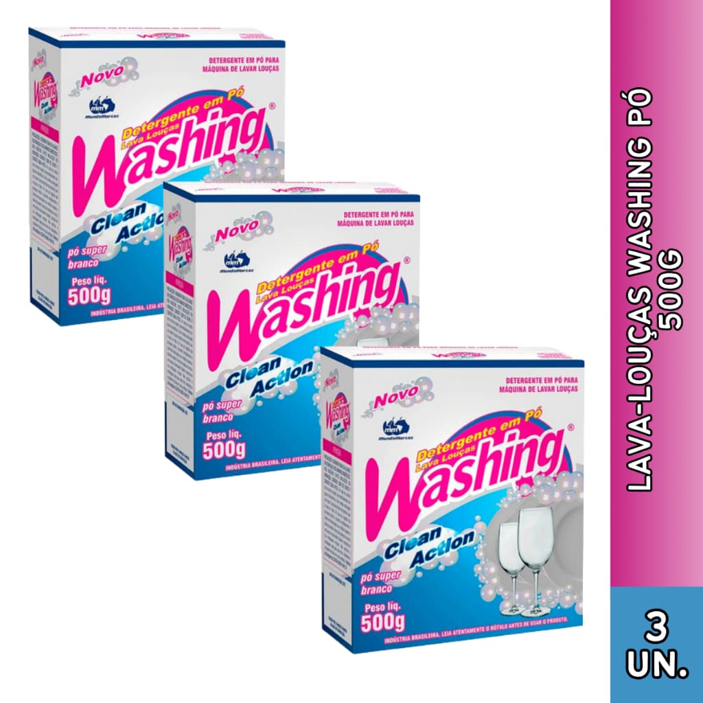 Detergente em pó lava louças Washing em Pó Clean Action 500G