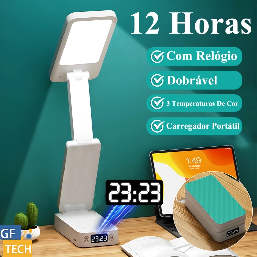 Luminária de mesa sem fio, dobrável, recarregável, 12 horas, com carregador portátil, branco, cinza, verde, mesa, laptop, suculenta.