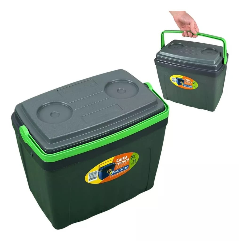 Caixa Termica Cooler Com Alça 7 Litros Praia 10 Latas E Gelinho
