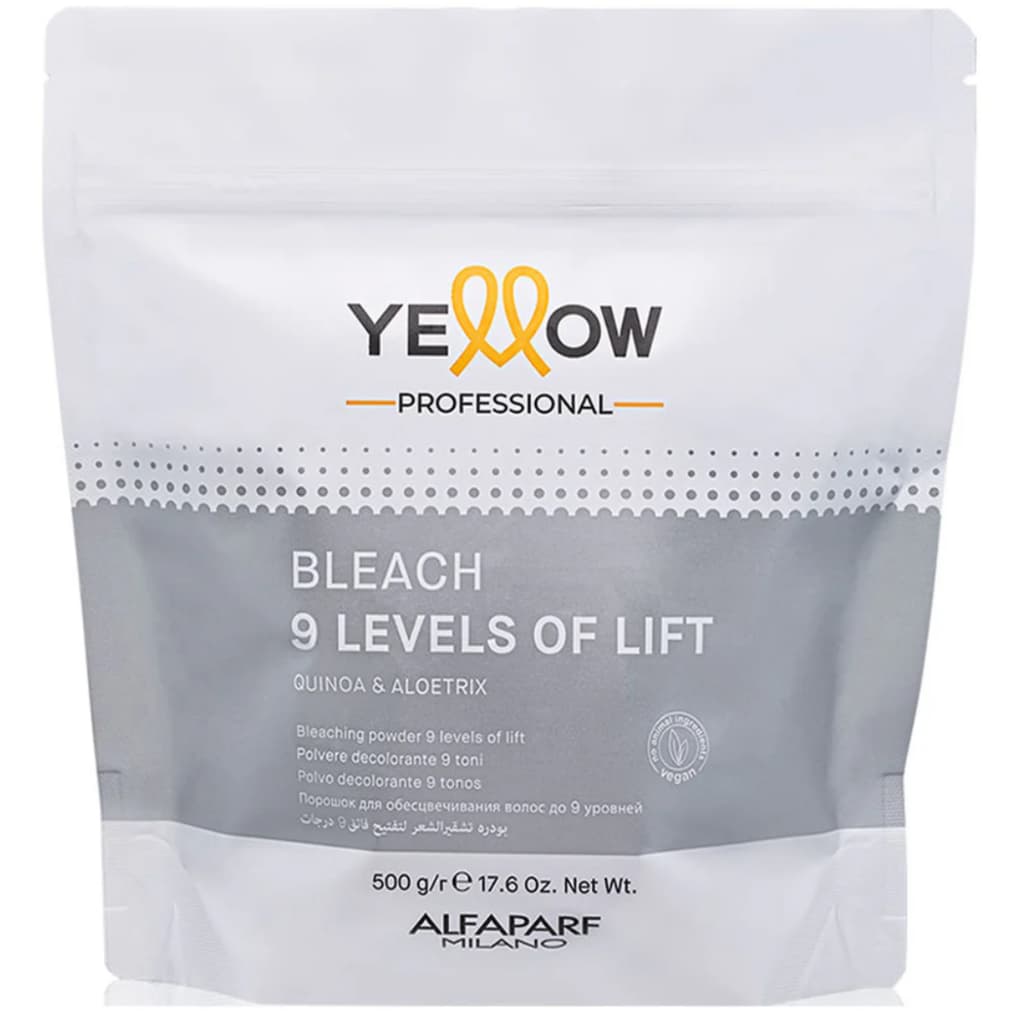 Pó Descolorante 9 Tons Yellow 500g Bleach Alfaparf Clareia Até 9 Tons Loiro Perfeito Fios Brilhantes