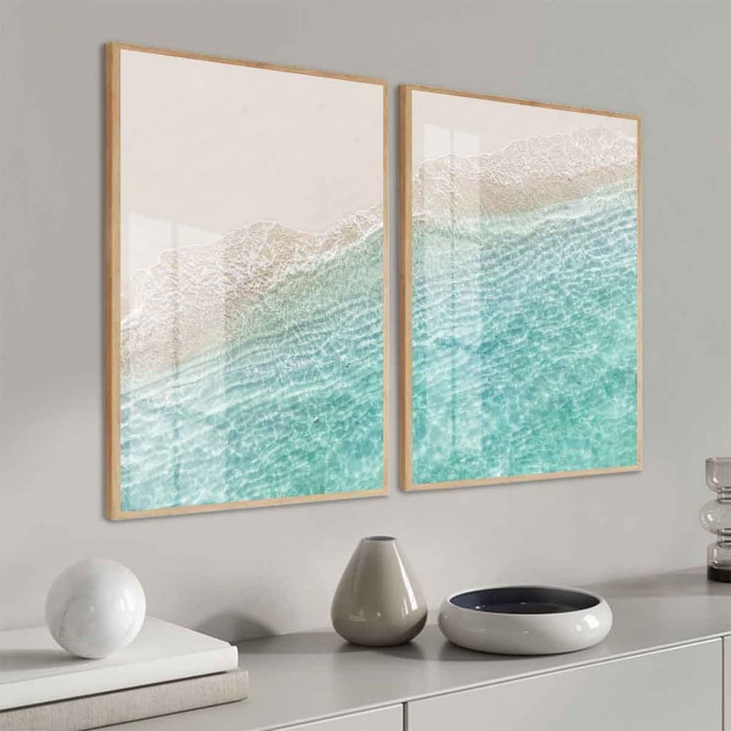 Quadro Decorativo Mar Praia com Moldura e Vidro para Sala, Quarto e Corredor