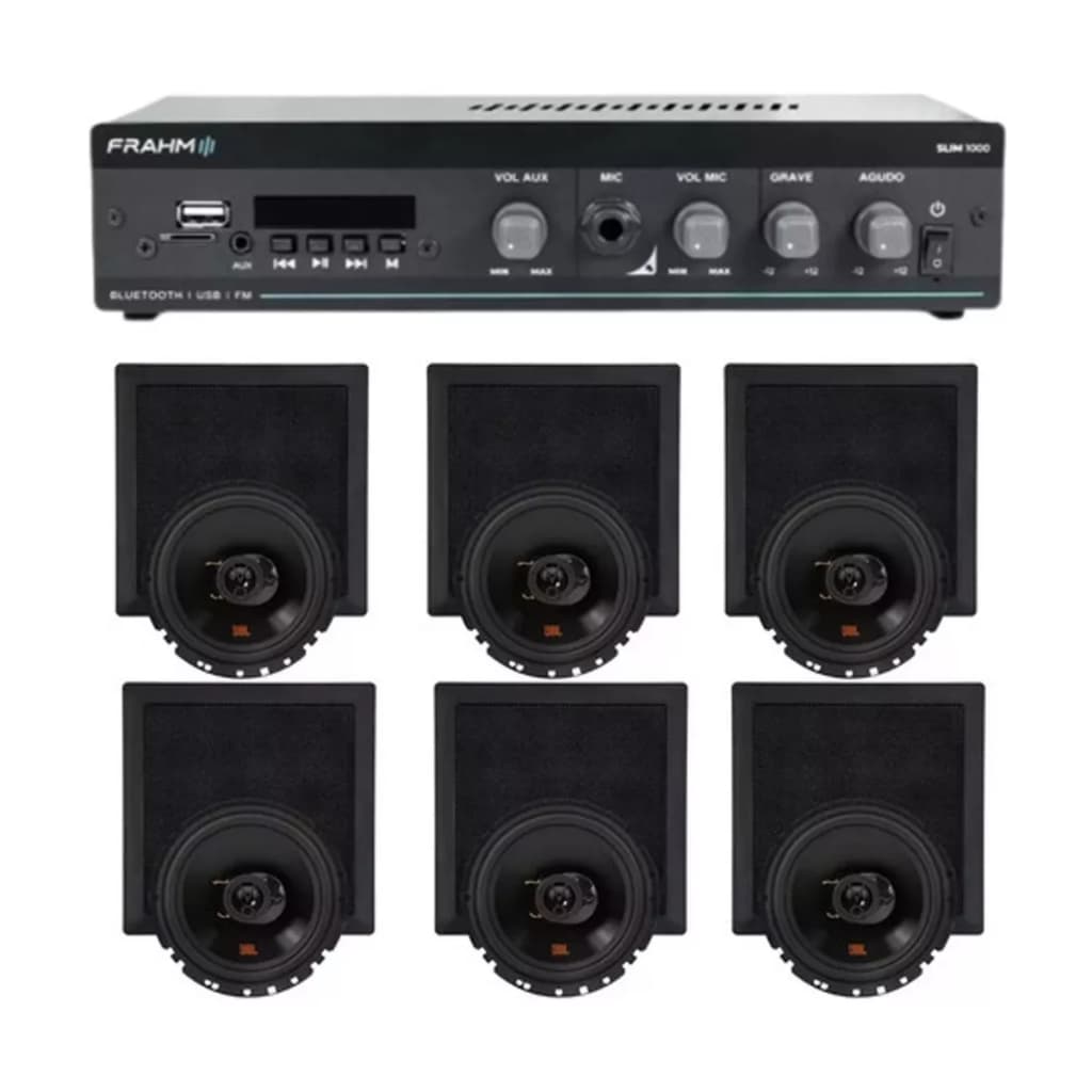 Receptor Frahm com 6 arandelas JBL Flex6 embutidas de 370W, preto