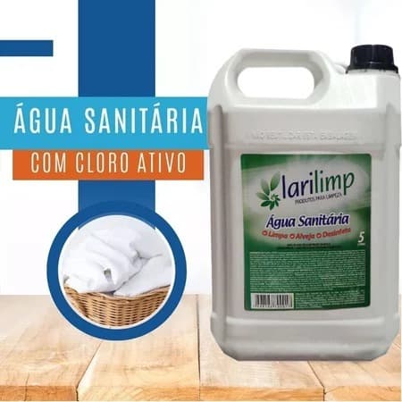 Candida Água Sanítária - Limpeza 5 Litros - Limpa Alveja e Desinfeta - LariLimp