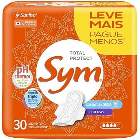 Absorvente Sym Total Protect Cobertura Seca Com Abas 30 Unidades
