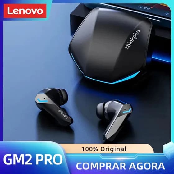 Fone de ouvido gamer Lenovo GM2 PRO sem fio Bluetooth 5.3 com microfone