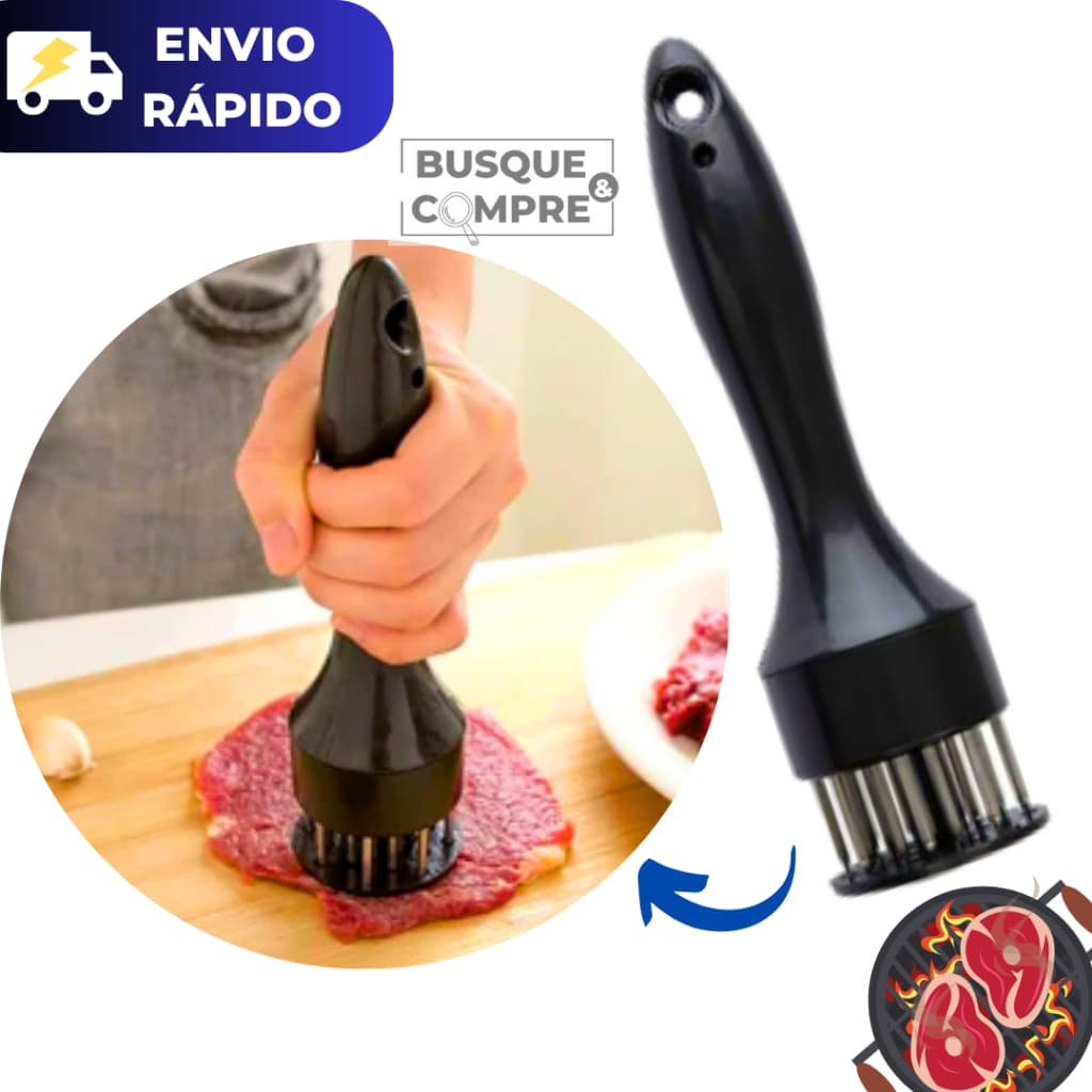 Amaciador de carne manual em aço inox para furar carnes e bife