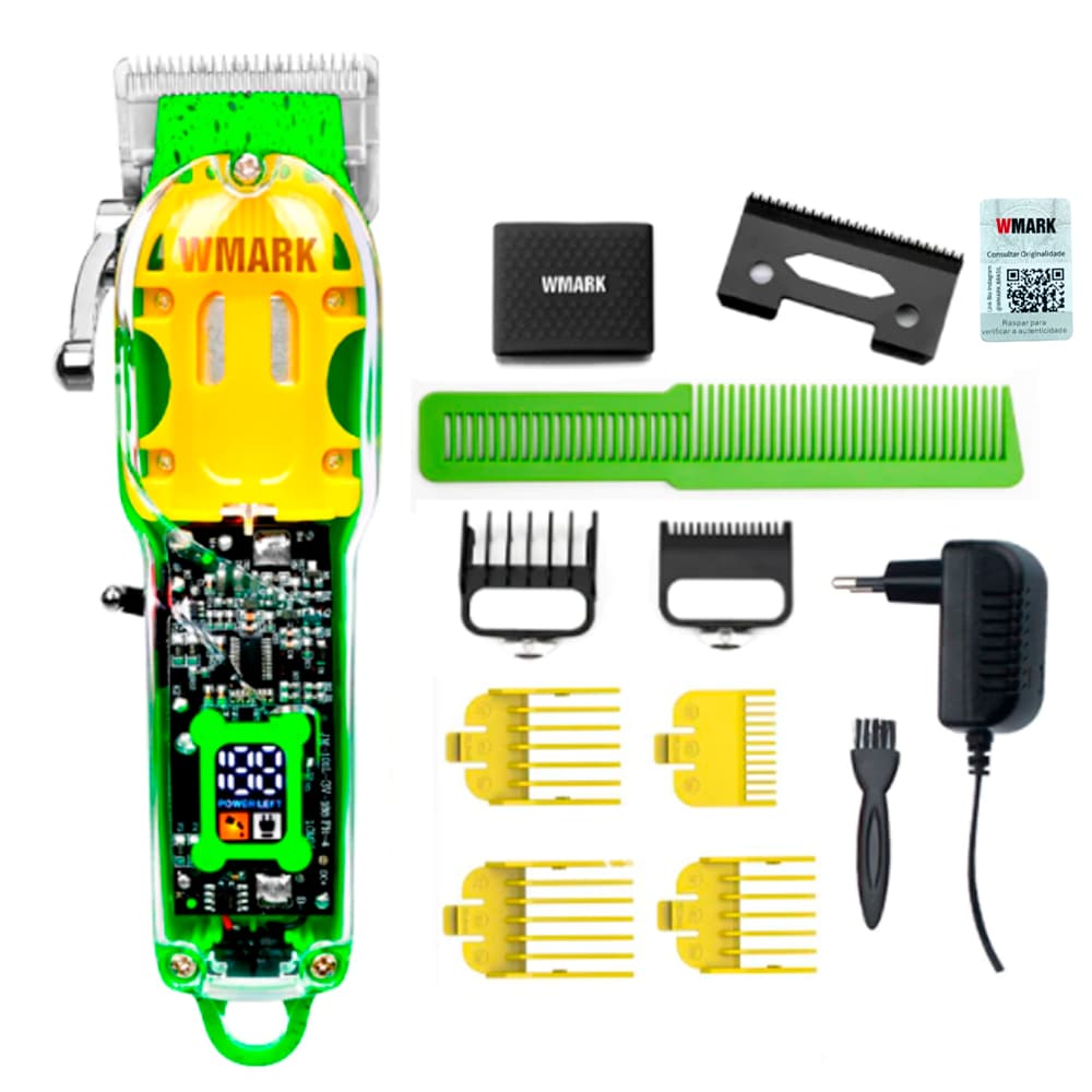 Maquina de cortar cabelo transparente Wmark NG308 Verde