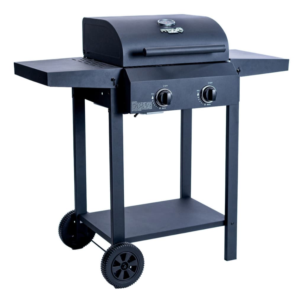 Churrasqueira a gás portátil preta com rodas Frank Grill