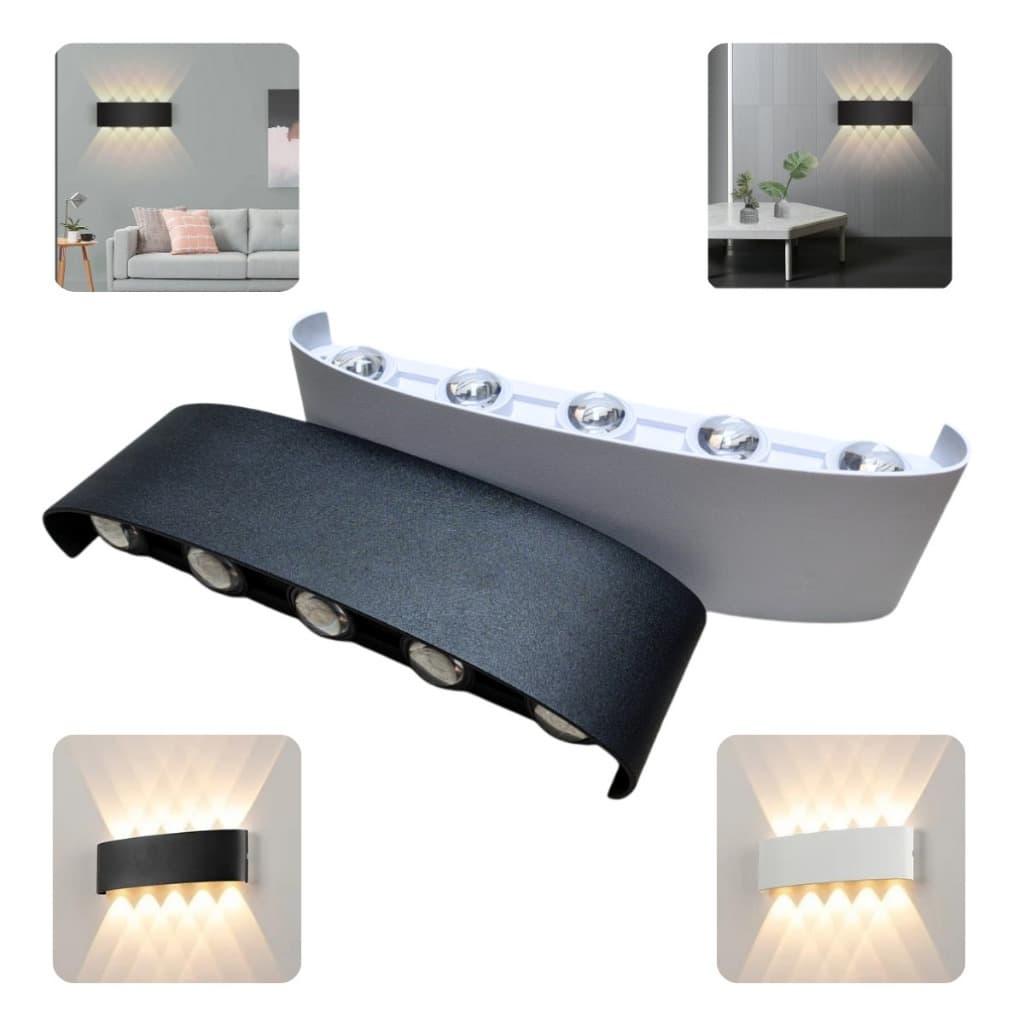 Arandela LED meio-lua 10W bivolt com 10 facho luz branca quente para parede