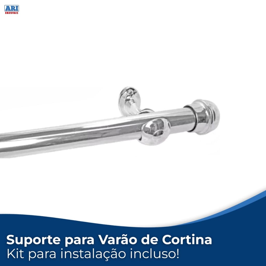 Suporte cromado para varão de cortina, kit de instalação completo, 19mm, aço cromado, instalação fácil