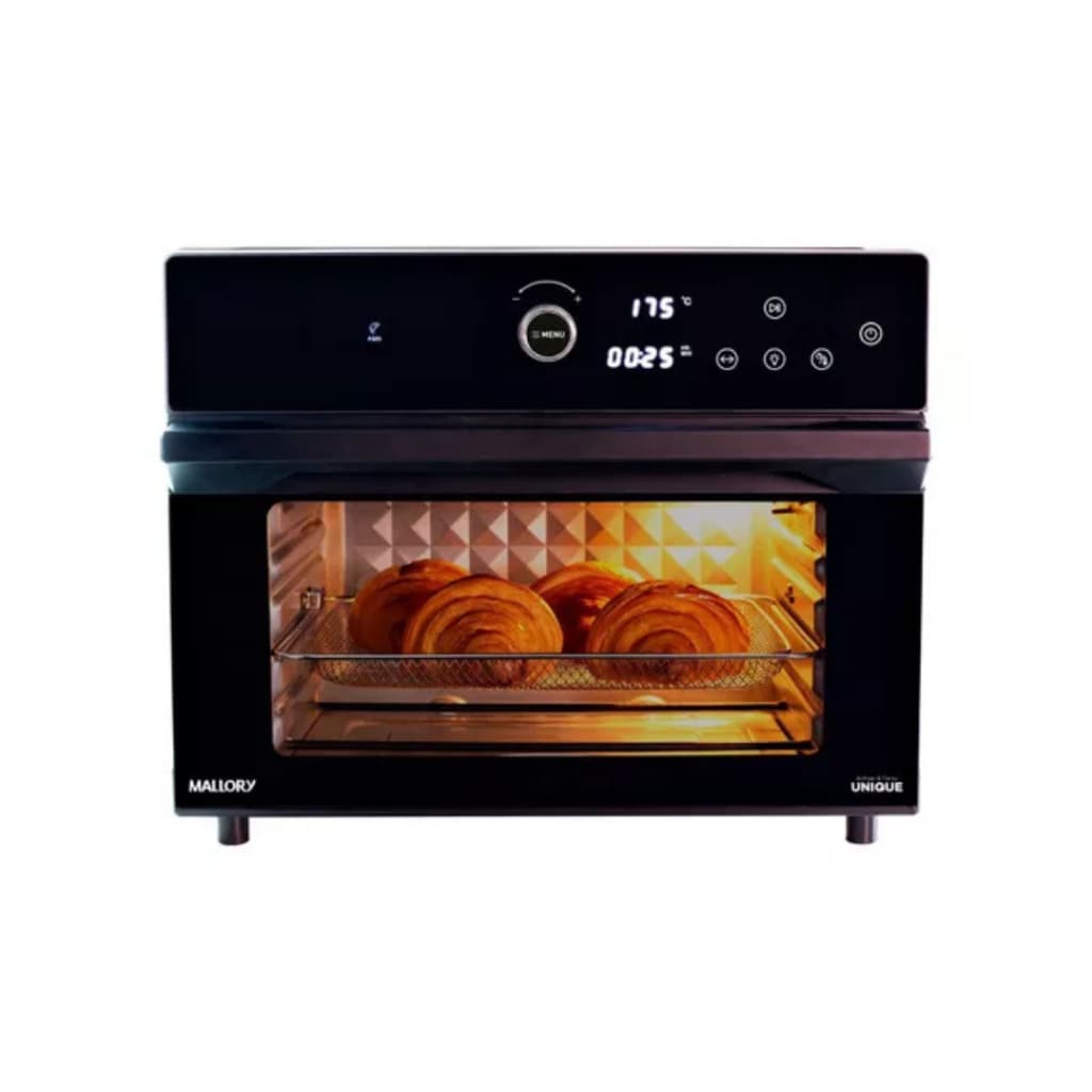 Fritadeira elétrica Mallory Air Oven Unique 30 litros 1800W 220V com croissants assados