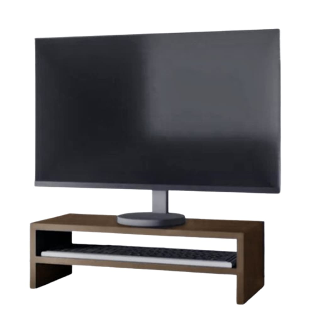 Suporte de mesa elevado para monitor de computador com compartimento para teclado