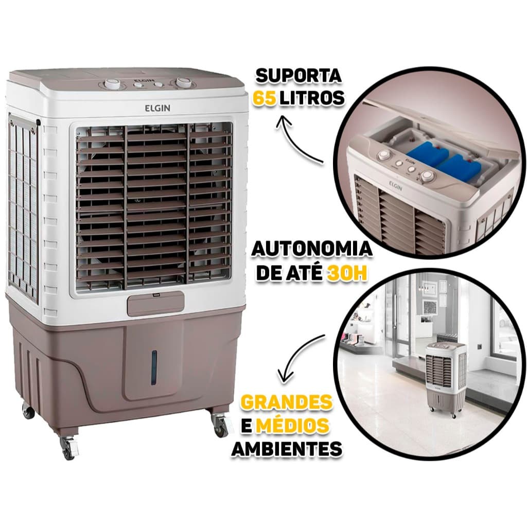 Climatizador Industrial Evaportativo De Ar 65 Litros Grande Timer Gelo Loja Comércio Empresa Elgin