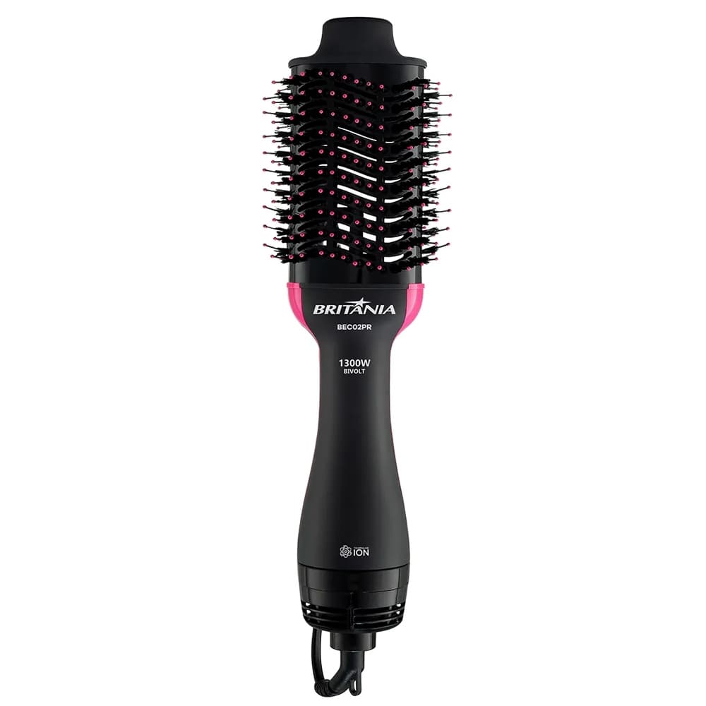 Britânia Escova Secadora Bec02pr Bivolt 4 Em 1 1300w Cor Preto E Rosa 127v 220v