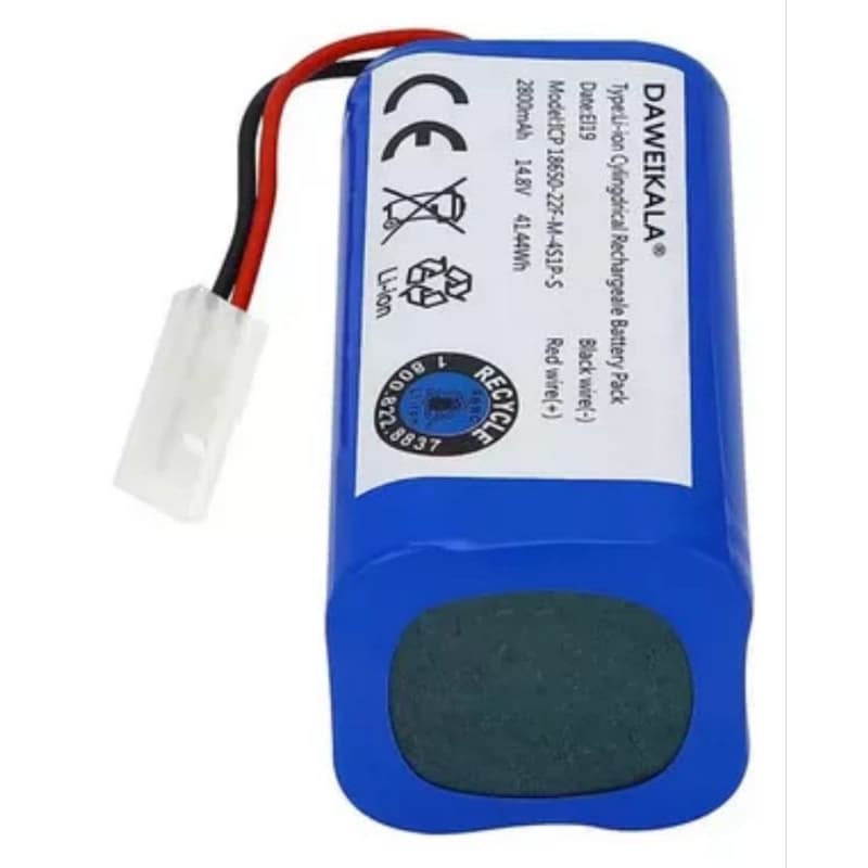 Bateria de reposição para robô aspirador Xiaomi G1, azul e cinza, com rótulos técnicos