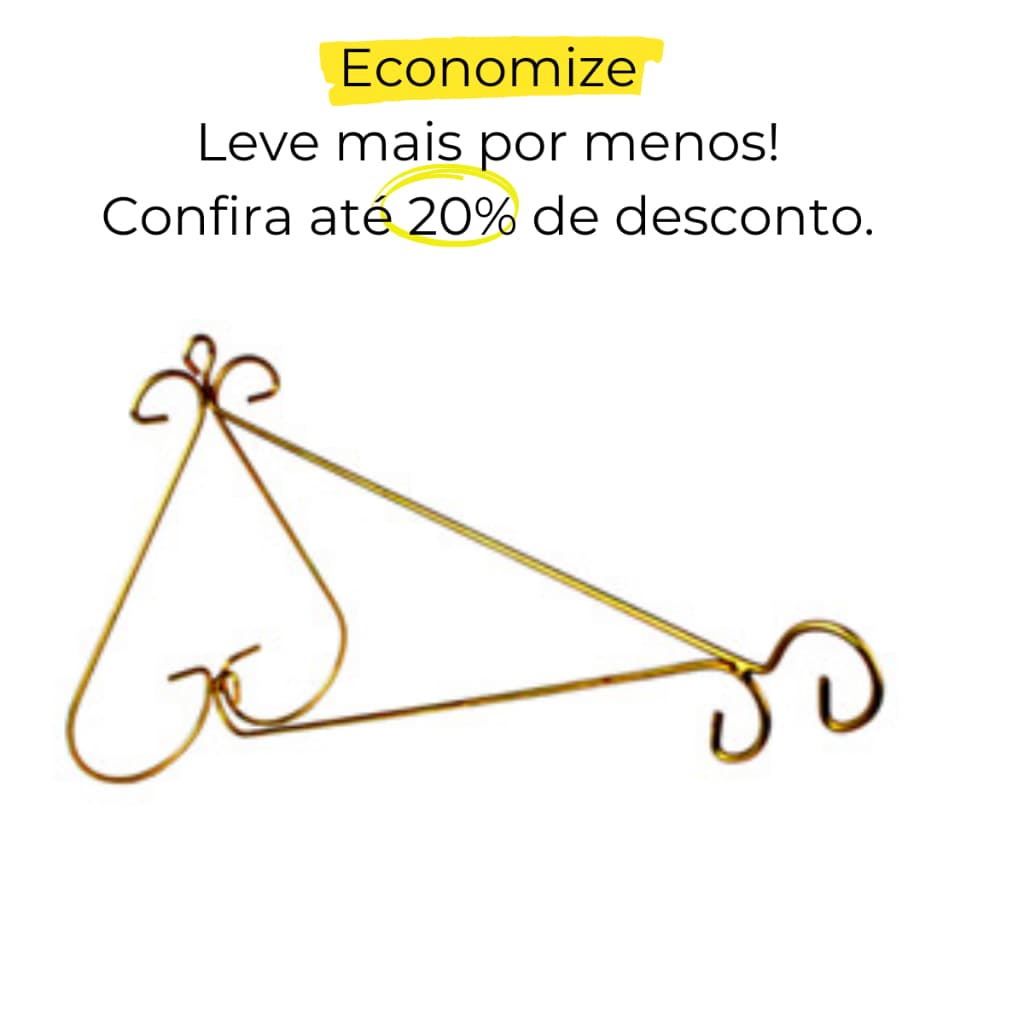 Suporte de parede dourado em forma de coração com desconto promocional